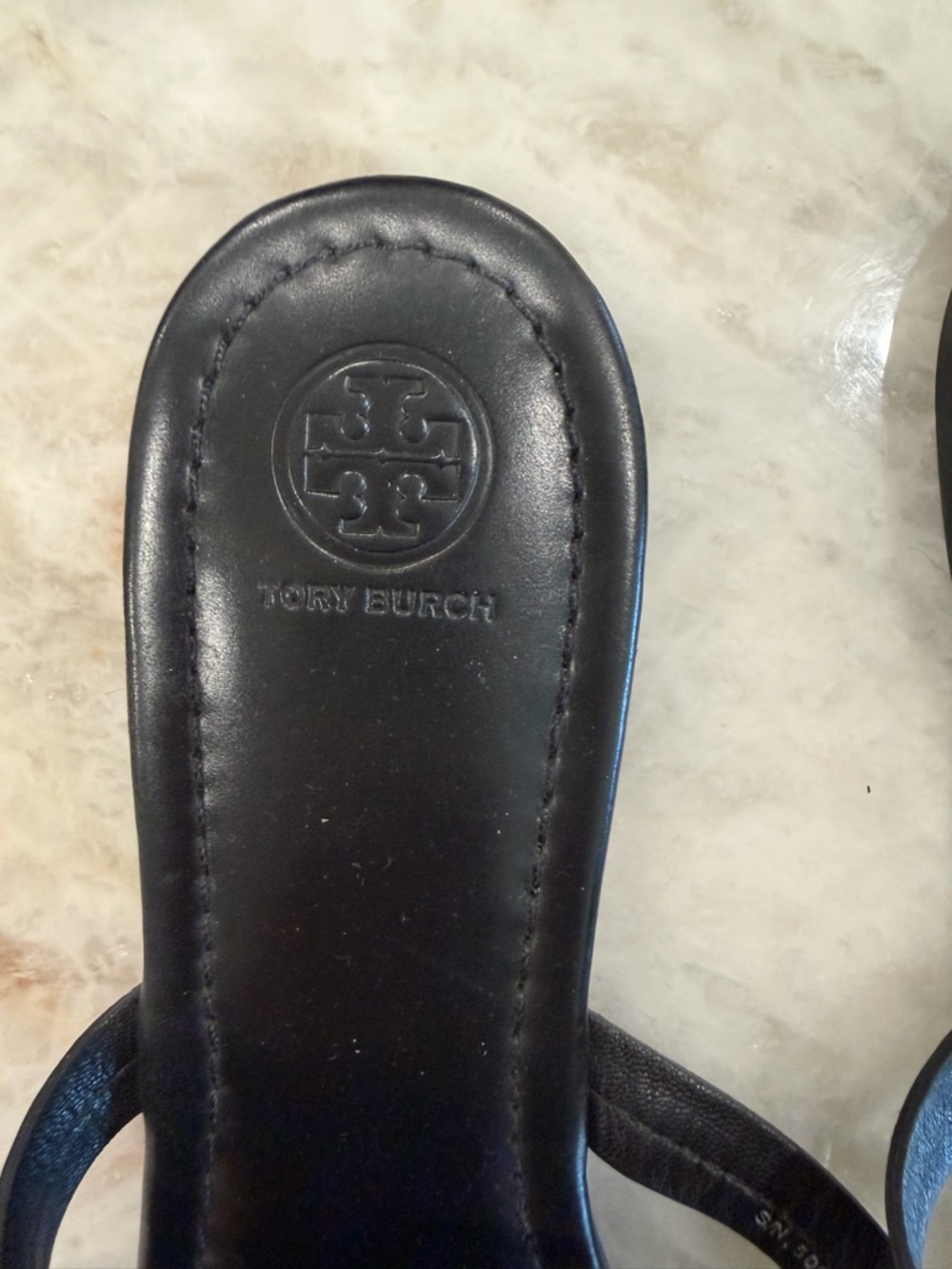Tory Burch Black Miller Logo Thong Sandals with Gold Studs - Picture 3 of 5